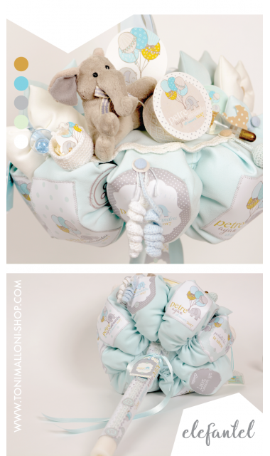 Lumanare de botez pentru baieti cu elefanti, 65x4 cm, Baby Boy Elephant 6